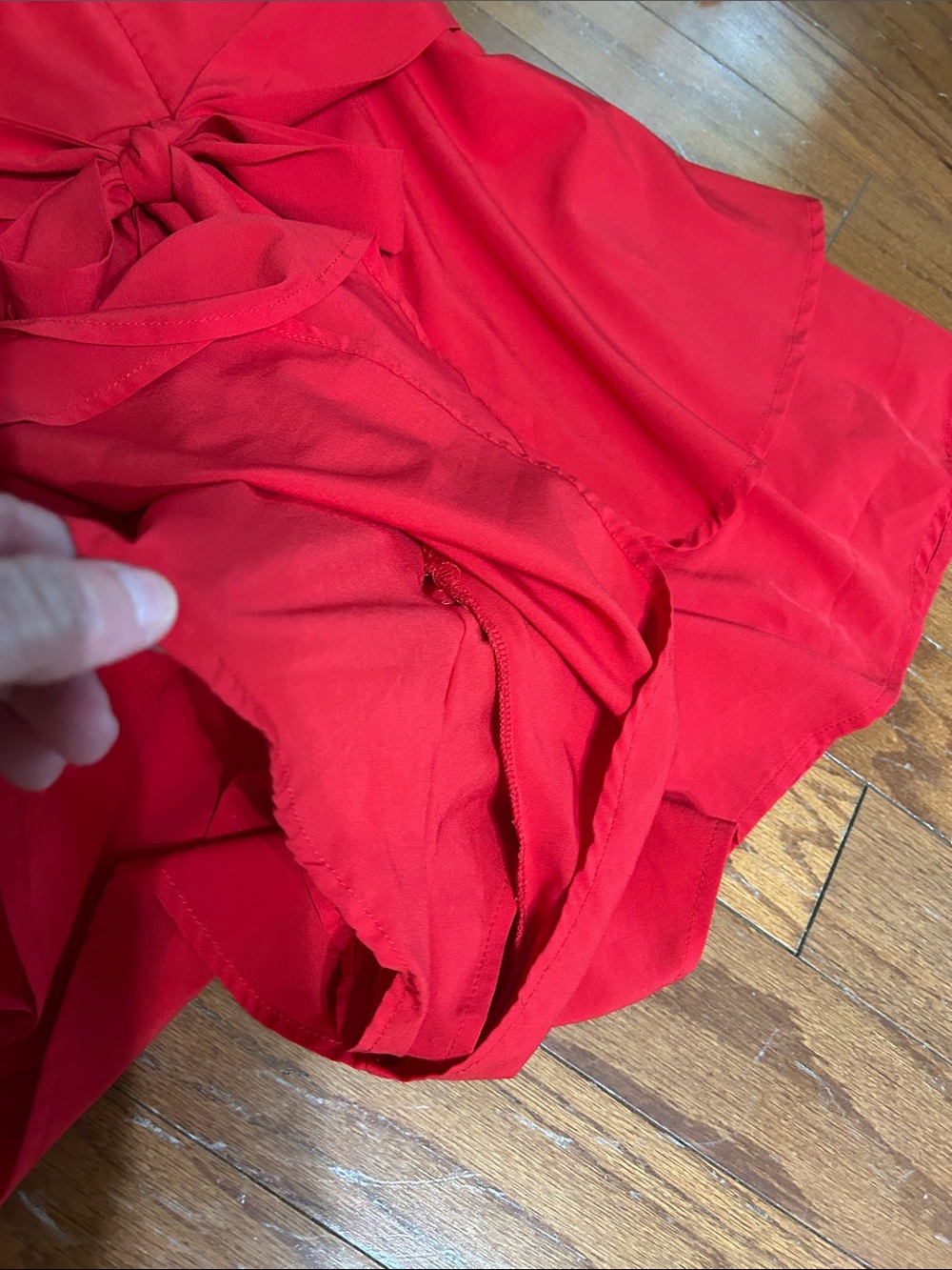 Red Romper with Ruffle Waist - Picture 8 of 10